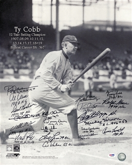 Baseball Hall of Famers & Stars All-Time Batting Champions Multi Signed Photo of Ty Cobb (PSA/DNA)